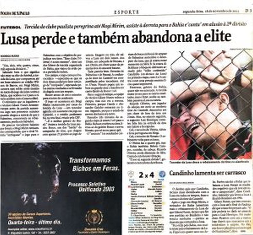 Leia mais sobre o artigo Lusa perde e também abandona a elite